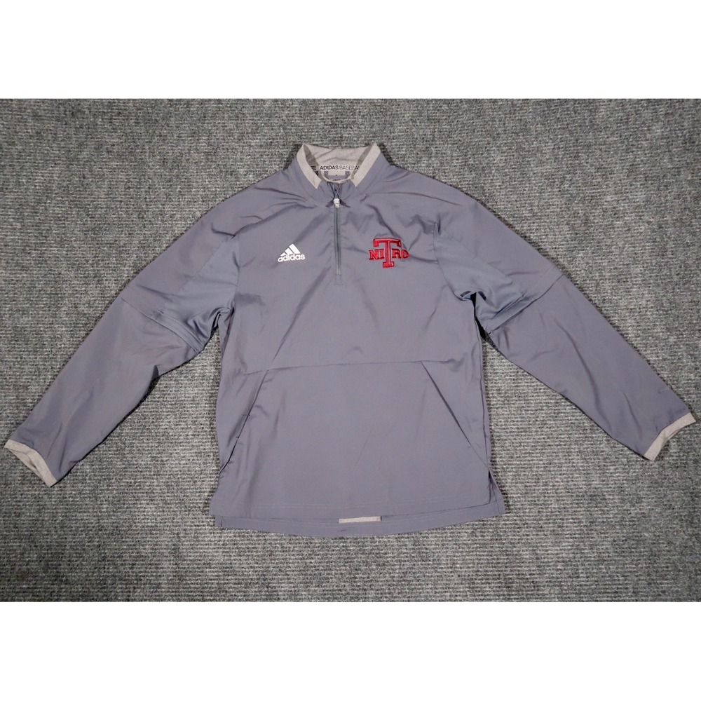 Adidas Baseball Nitro Mens Grey Quarter Zip Pullover Windbreaker Jacket Size S